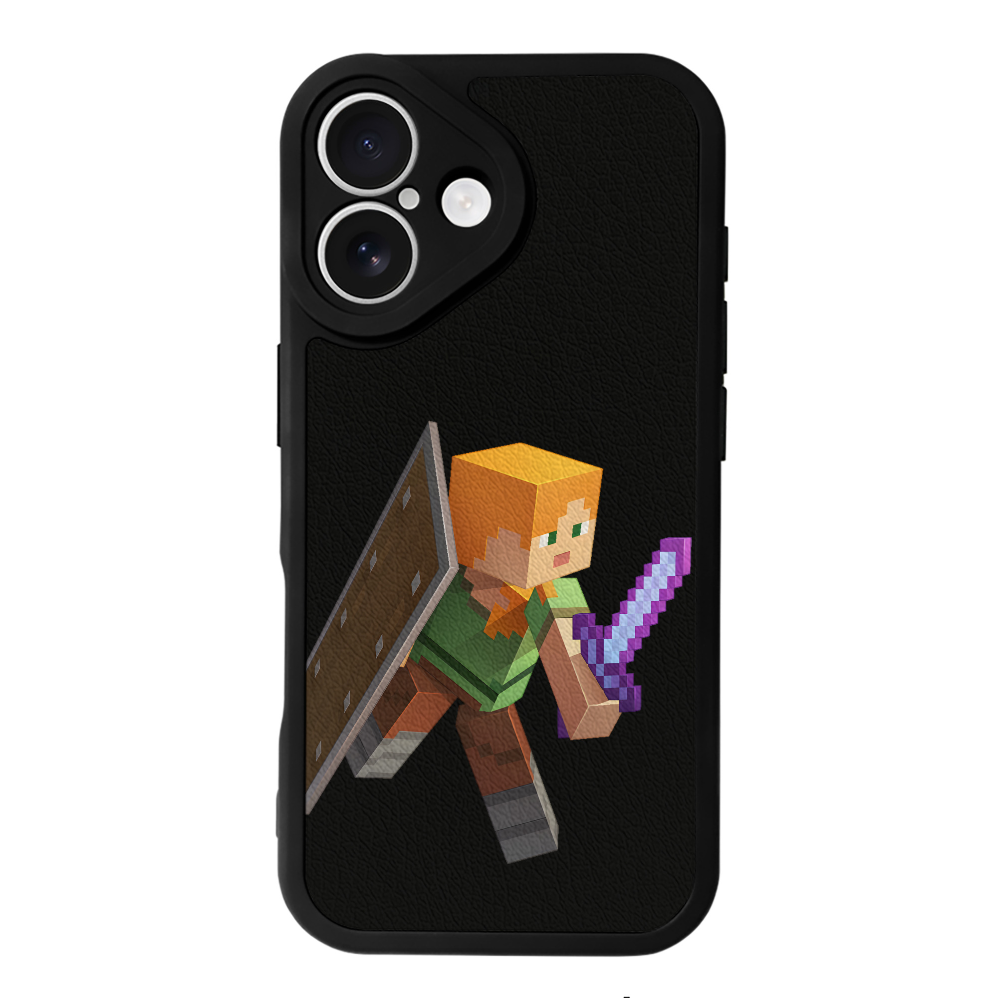 （画像用） マインクラフト ブロックの世界 Minecraft MC Block world 【iPhone 16シリーズ対応】シリコンスマホケース（レザー調） 材質：シリコン